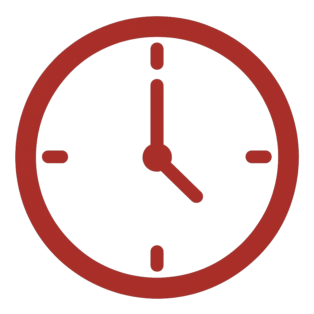 I need a Clock Icon with the color code of 89161d This icon should have a transparent background