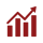 I need a small 40 x 40 bar graph that goes up then comes down then up again with an arrow at the end the whole graph should be color hex 89161d and i-2