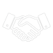 I need a white icon of two hands shaking with a transparent background