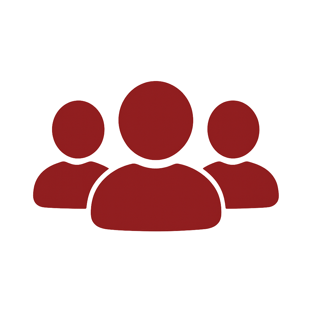 I need an icon of 3 users in a line with a transparent background The image color should be 89161d