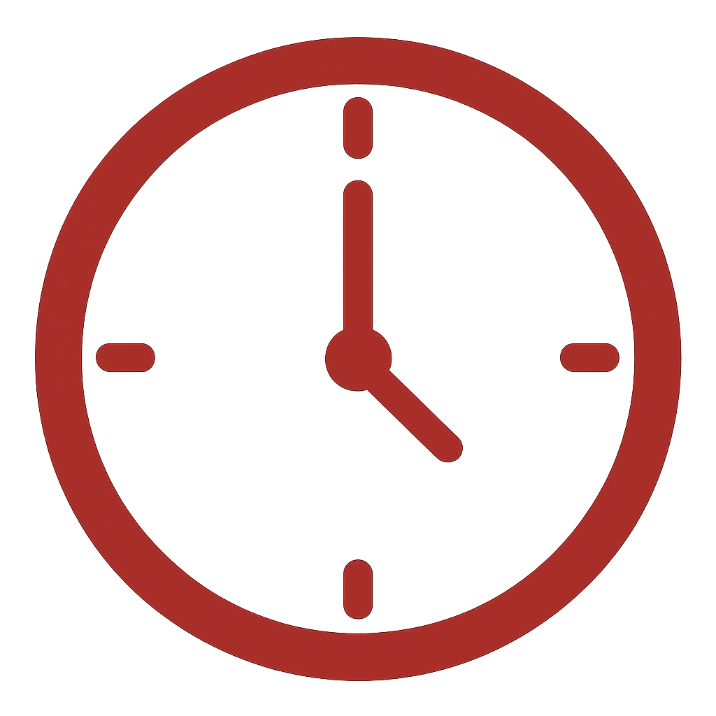 I need a Clock Icon with the color code of 89161d This icon should have a transparent background